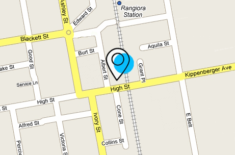 Map showing location of Rangiora War Memorial Centre